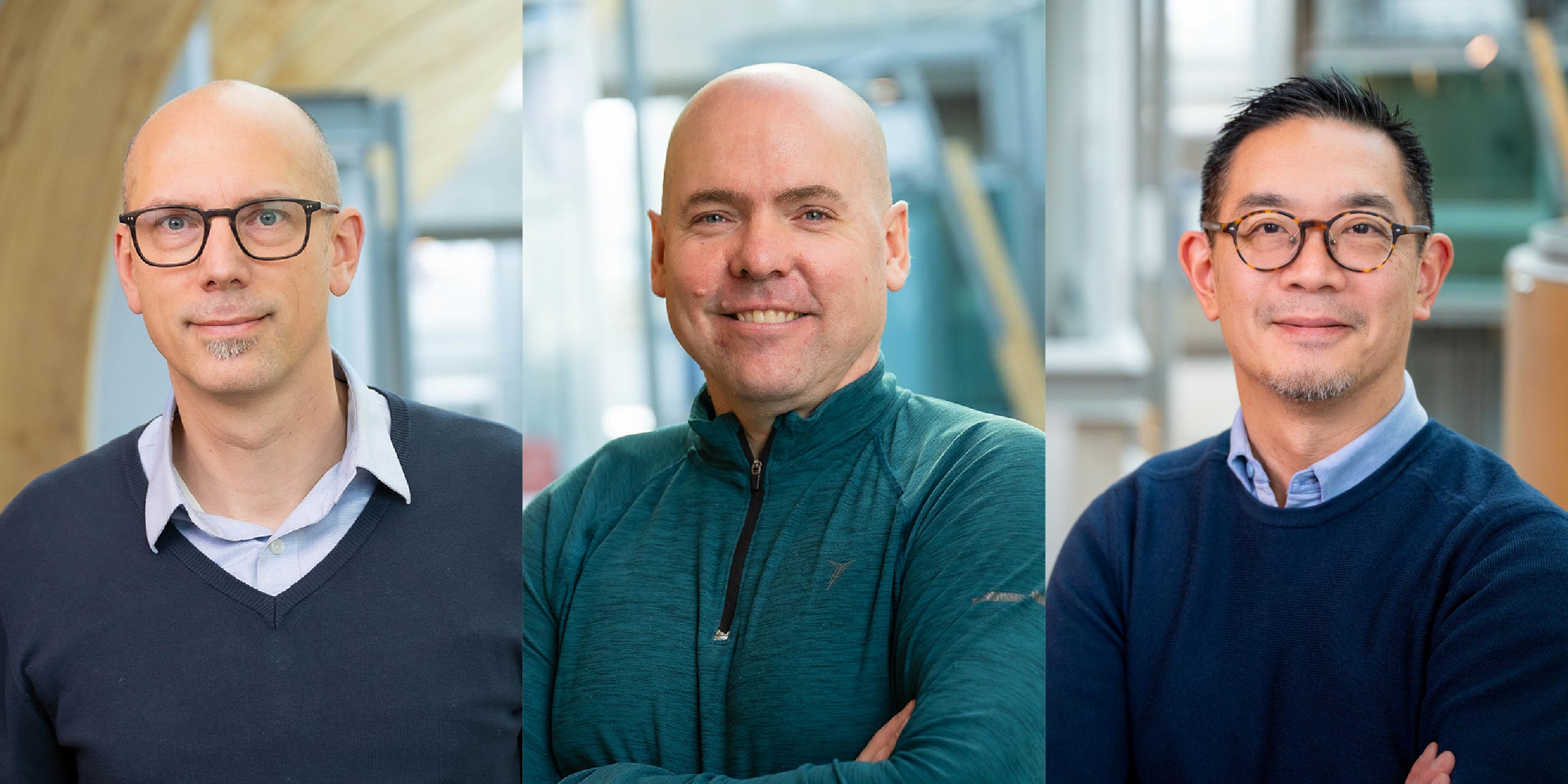 Pictured separately in the MSL building are Drs. Thibault Mayor, Leonard Foster and David Ng.